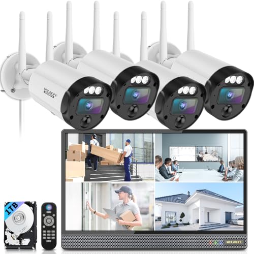 【90ft Super Night Vision】 5MP Outdoor Wireless Security Camera System, Wireless Cameras for Home Security, Home Video Security Cameras