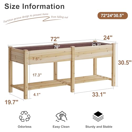 FILWH Raised Garden Bed with Legs Elevated Wooden Planter Box Stand Large Planter Stand Box for Fruits Vegetables Flowers with Divider with Bag