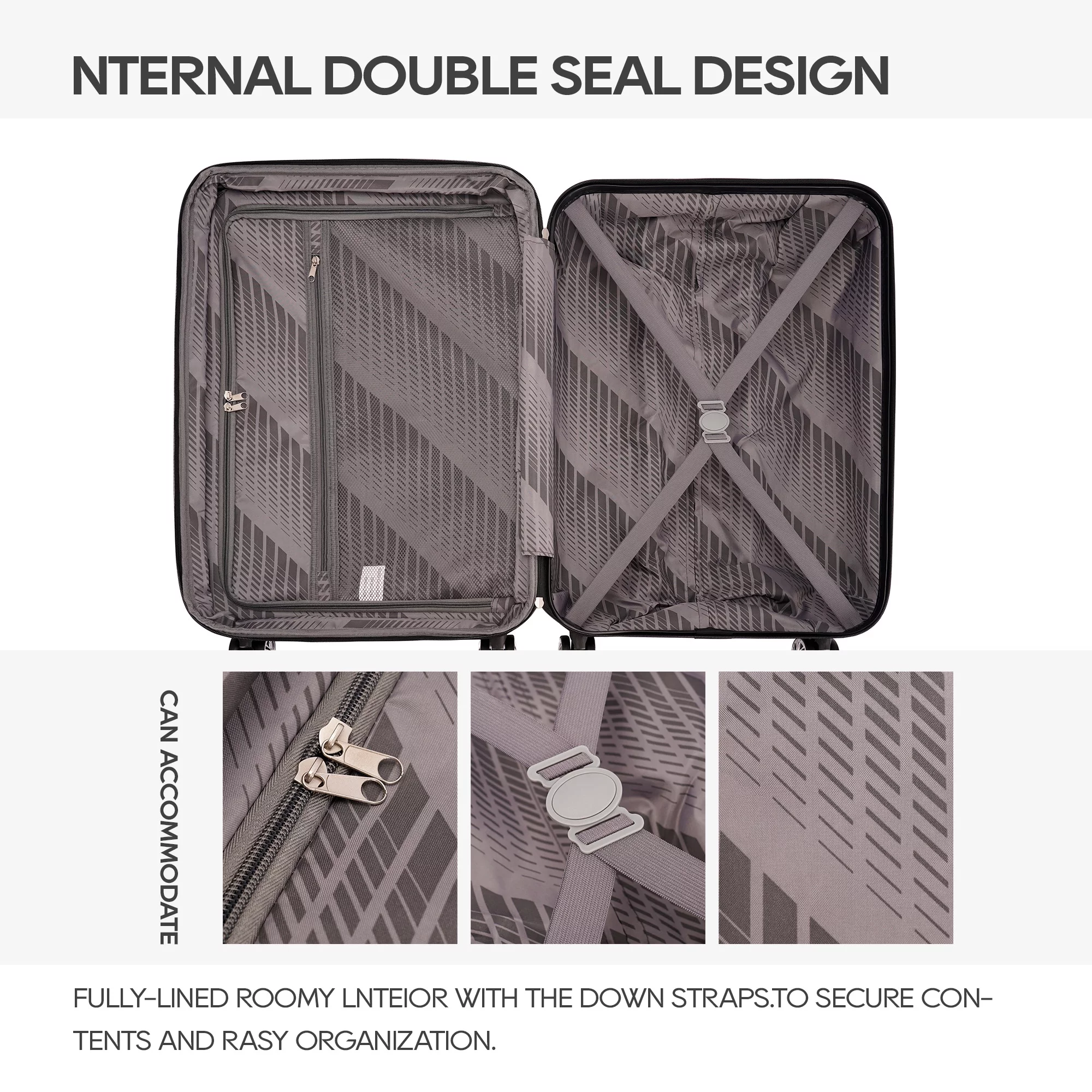 GinzaTravel Expandable Luggage 3 Piece Sets Hard Shell Suitcase Set with Double Spinner Wheels,TSA Lock