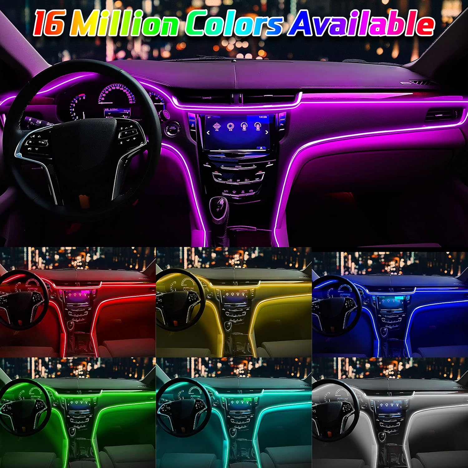 Interior Car Lights, WEBUPAR Car Accessories 10 in 1 Car LED Strip Lights with APP Control, 236 inches Fiber Optic