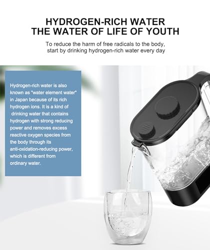 Hydrogen Water Pitcher 2000ML, Hydrogen Water Bottle Generator with LED Display, Easy-to-Clean Hydrogen Water Machine