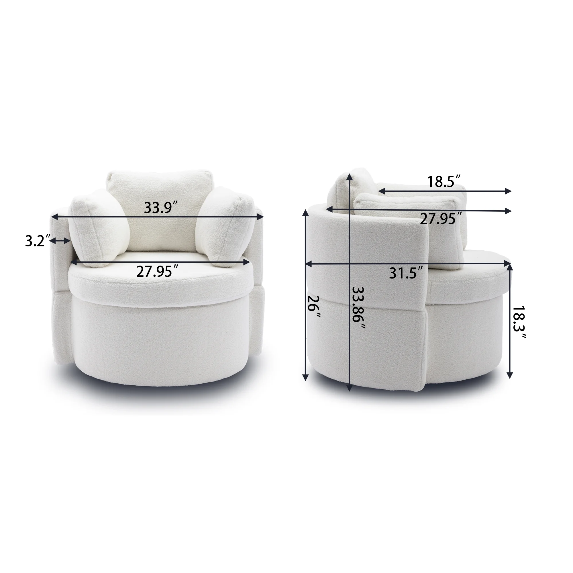 Swivel And Storage Chair For Living Room,Ivory