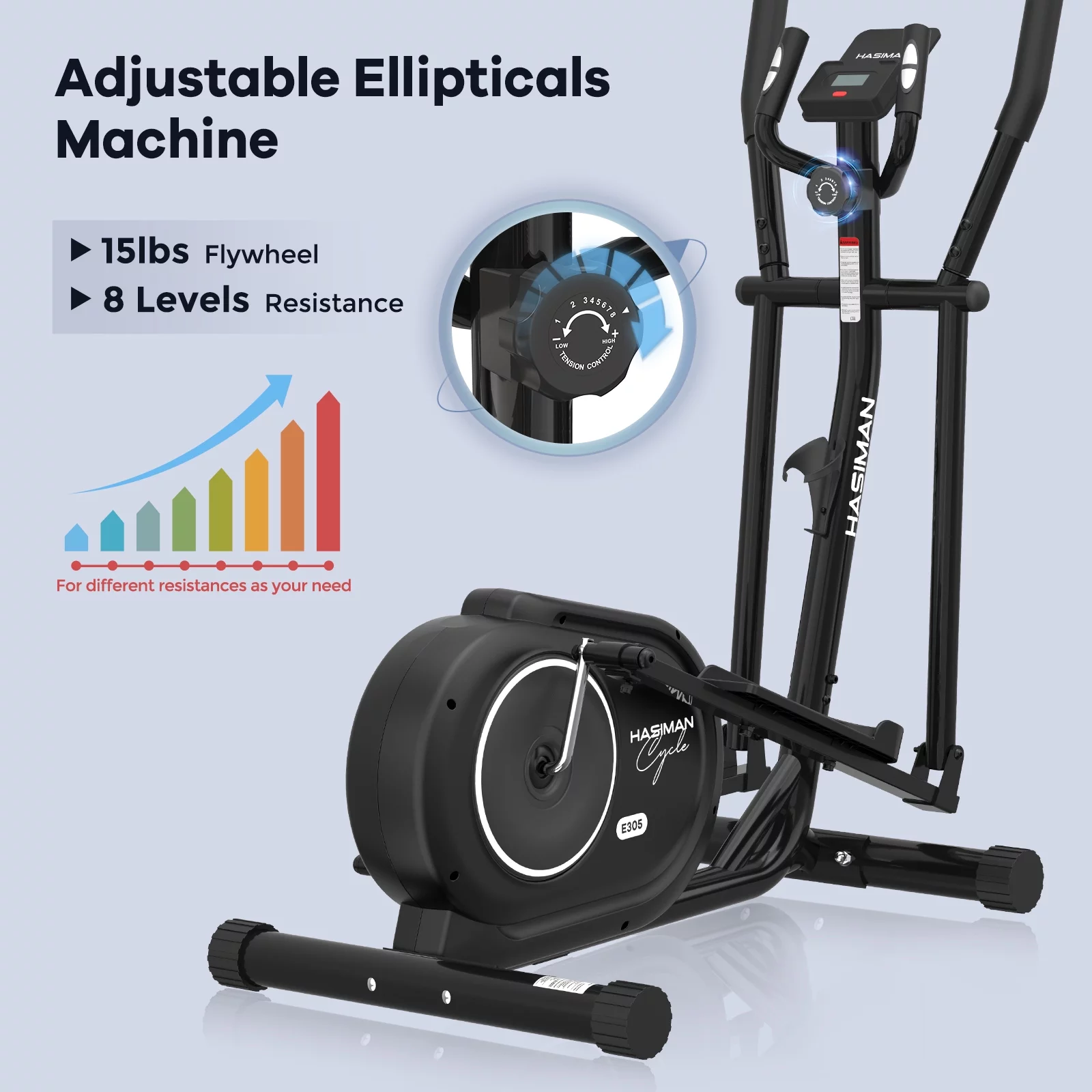 Pooboo Silent Magnetic Elliptical Bike Stationary Exercise Machine for Home Gym Cardio Workout 300lb