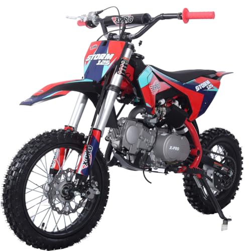 X-PRO Storm 125cc Zongshen Brand Engine Dirt Bike with 4-Speed Semi-Automatic Transmission, Kick Start, Big 14"/12" Tires! (Black)