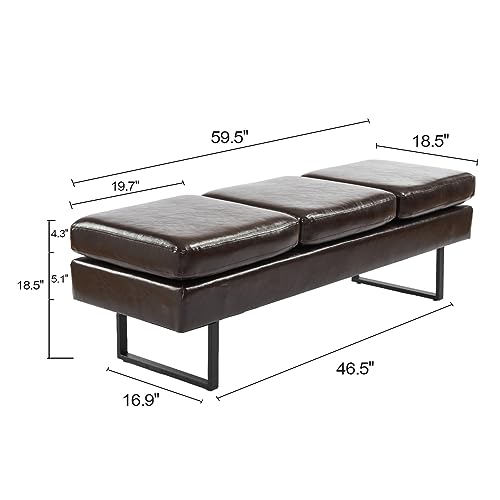 Waiting Room Bench for Salon, 59.5'' Reception Bench Office Chair Seating