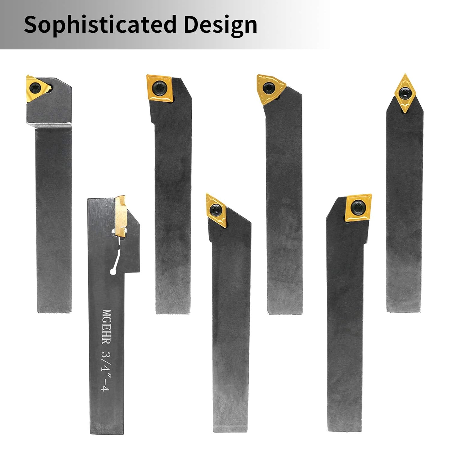 Indexable Lathe Turning Tool,1/2'' Shank 7 Pieces Carbide Turning Tool Set,Metal Lathe Tools Holder with Portable Case