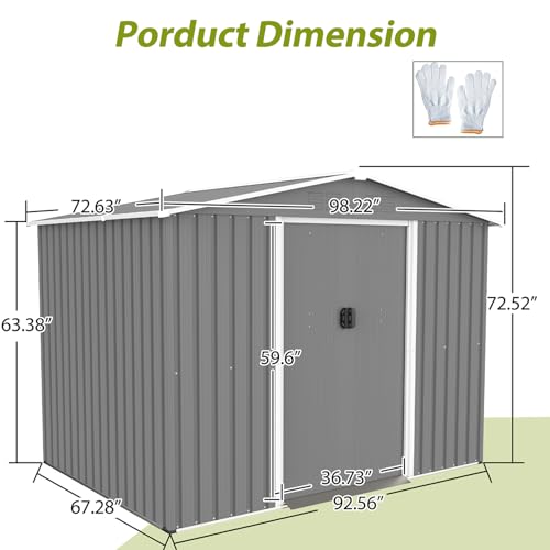 6x4 ft Small Outdoor Metal Storage Shed with Floor Frame & Lockable Door, Heightened Entry Garden Tool Shed for Backyard, Durable Galvanized Steel