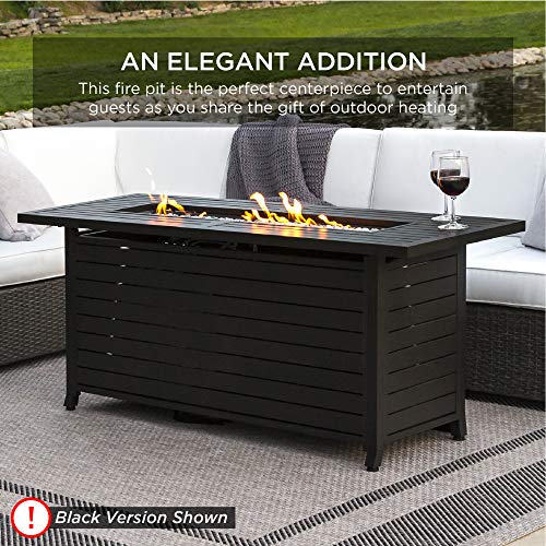 Best Choice Products 57in Propane Gas Fire Pit Table, 50,000 BTU Outdoor Rectangular Firepit for Outside, Patio w/Extruded Aluminum Table Top