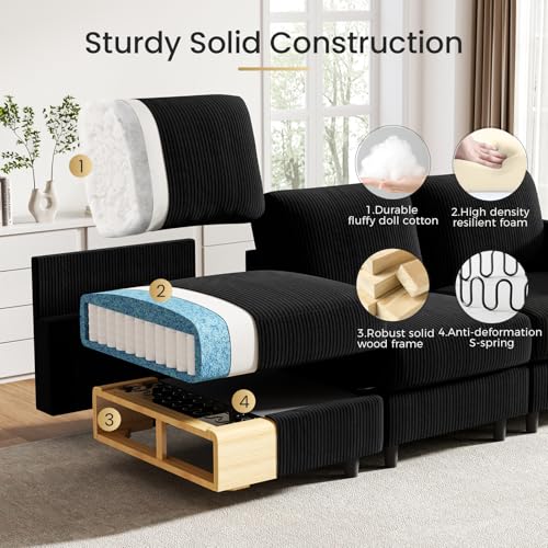 KKL Modular Sectional Sofa Bed with Storage Ottoman, Convertible L/U-Shaped Sleeper Couch for Living Room, Modern Reversible Design, Beige