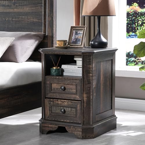 T4TREAM Farmhouse 5 Drawers Dresser for Bedroom, 48" Tall Wood Rustic Chest of Drawers with Natural Texture, Vintage Design