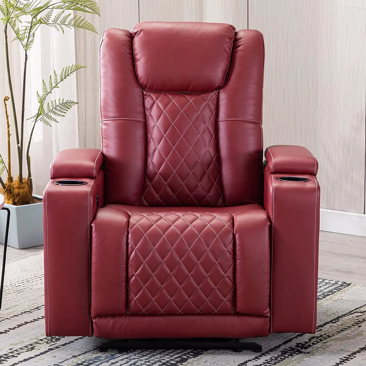 salable Power Recliner Chair Set of 3  PU Leather Electric Home Theater Seating with USB Ports and Cup Holders  Black Overstuffed Reclining Furniture