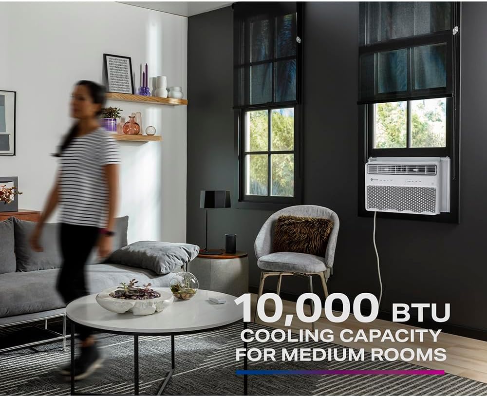 GE Profile Inverter Window Air Conditioner Unit 10,000 BTU with Energy Efficient AC Cooling up to 450 sq ft., Ultra Quiet, SMART Home Capable