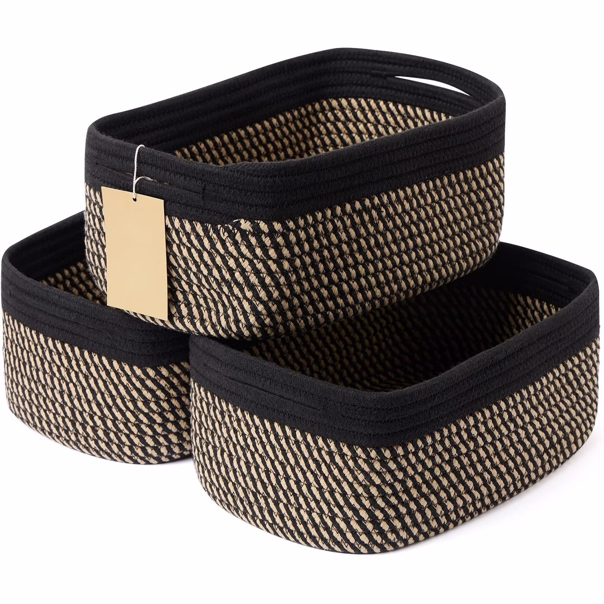 AllWays Plaza Small Storage Baskets for Organizing | Closet Organizer Bins | Shelf Toy Basket | Woven Rope Baskets | Cube Decorative Box | Shallow