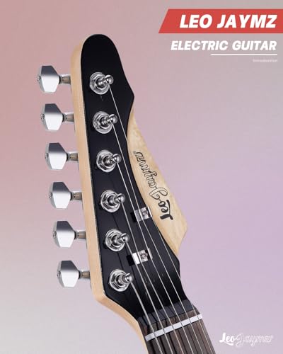 Leo Jaymz 39" Full Size ST Style Electric Guitar Starter Kit with SSH Pickup, 5W Portable Amp, Tuner, Gig Bag, Strap & Accessories (Violet Ocean)