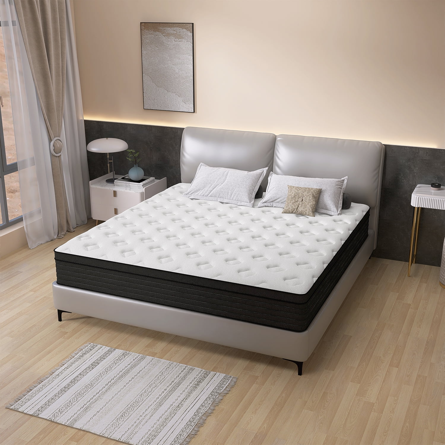 King Mattress, 14 Inch Memory Foam Mattress in a Box, Individual Pocket Spring Mattress with Motion Isolation and Pressure Relief, Medium Firm