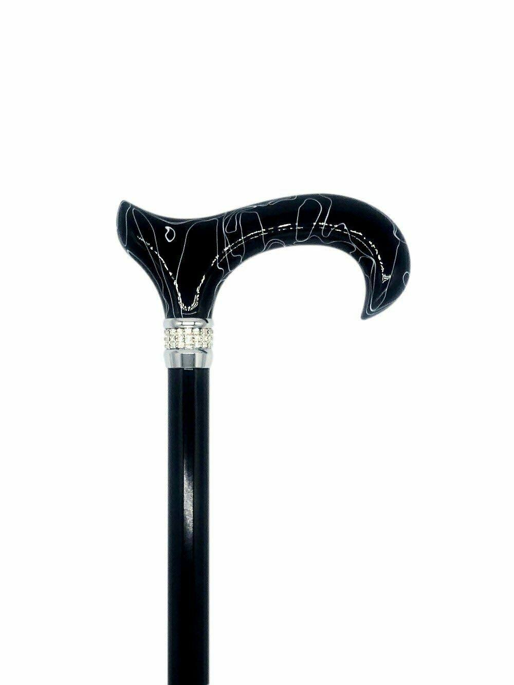 Classy Walking Canes Adjustable Elegant Black with Rhinestone Collar