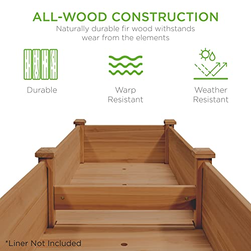 Best Choice Products 72x23x30in Raised Garden Bed, Elevated Wood Planter Box Stand for Backyard, Patio, Balcony w/Divider Panel, 6 Legs