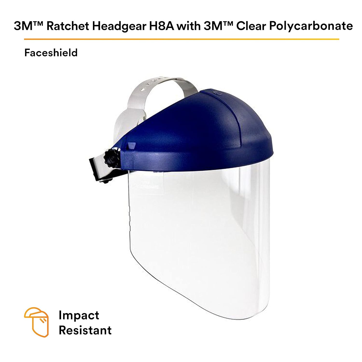 3M H8A Ratchet Headgear and Visor Combination with 3M WP96 Clear Polycarbonate Faceshield, Complete Headgear and Face Shield Safety System, ANSI Z87