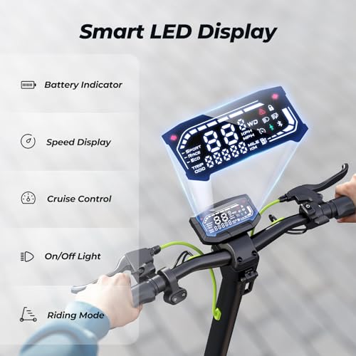 isinwheel Electric Scooter Adults, 38/32 Miles Range & 28/21 MPH Powered by 1000/800W Motor, 10" Pneumatic Tires