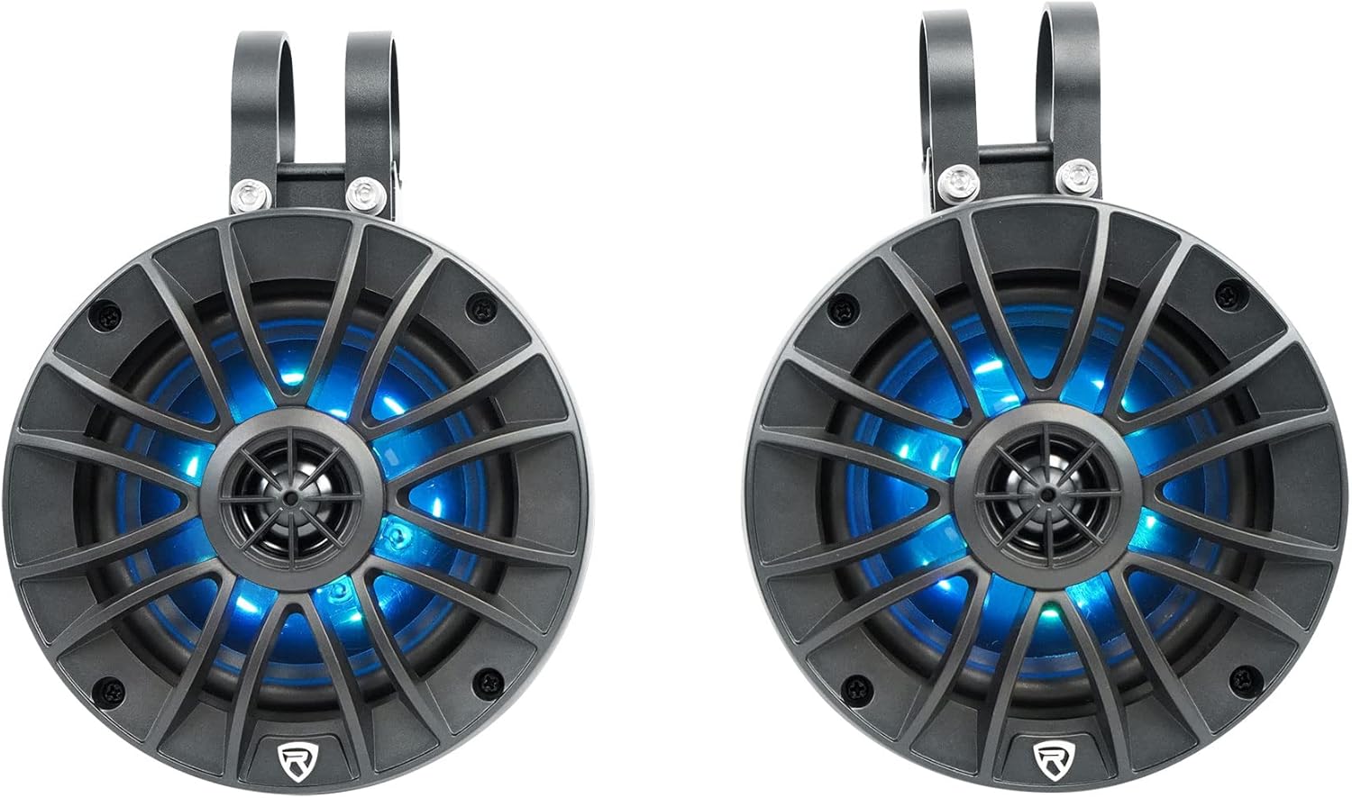 Pair Rockville PT525BR 5.25" Powered Marine Bluetooth LED Tower Speakers ATV/UTV