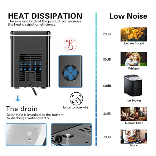 Portable Countertop Ice Maker Machine - with Ice Scoop, Basket, Makes 9 Ice Cubes in 8 Minutes, 26lbs/24 Hours