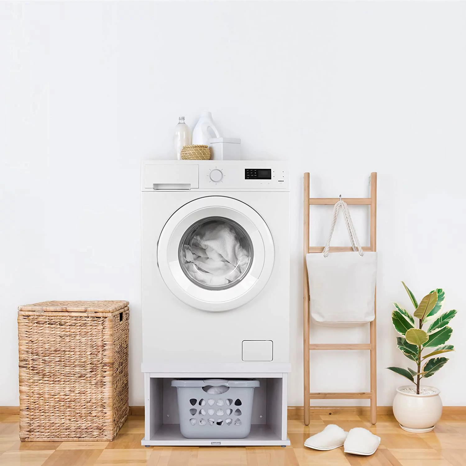 Ivation Wooden Laundry Pedestal for Washer & Dryer, Made to Fit All Machines