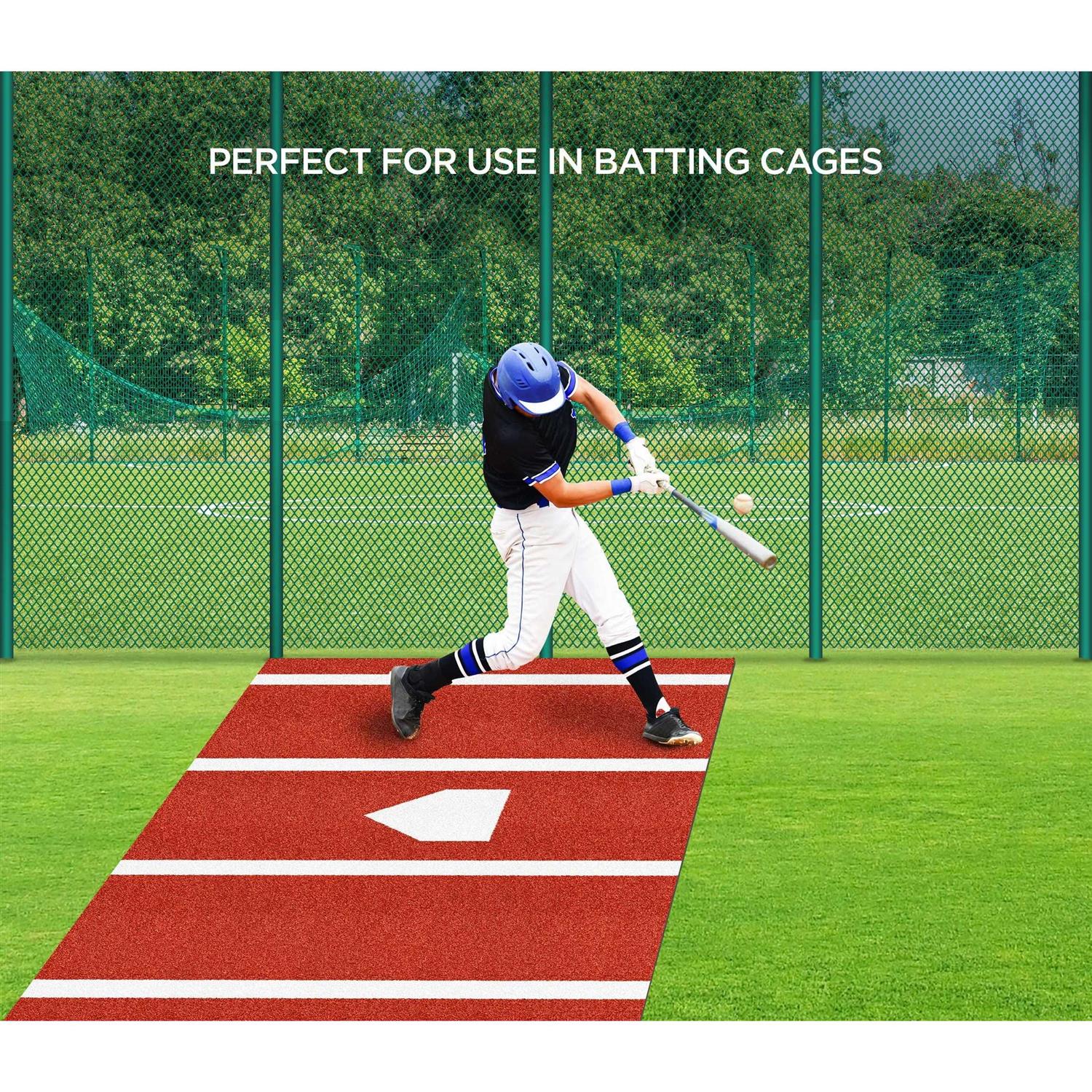 ZivPlay Batting Mat Baseball Hitting Mat 12 x 6 Regulation Size Turf Batters Box Mat with Home Plate and Anti Fade Turf for Baseball Softball