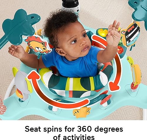 Fisher-Price Baby Bouncer Palm Paradise Jumperoo Activity Center with Music Lights Sounds and Developmental Toys​