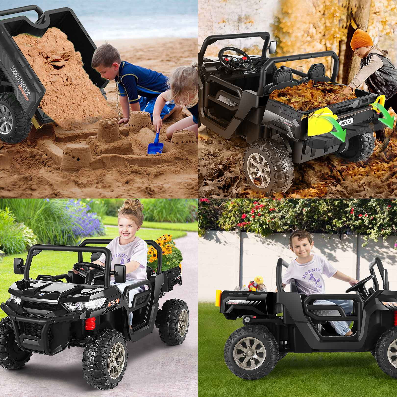Vibespark 24 V 2x200W Kids Ride on Dump Truck with Remote Control, 2 Seater Electric Powered 4-Wheel UTV Toys
