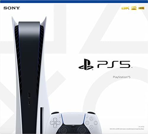 Playstation 5 Disc Version PS5 Console - 4K-TV Gaming, 120Hz 8K Output, 16GB GDDR6, 825GB SSD, WiFi 6, Bluetooth 5.1.