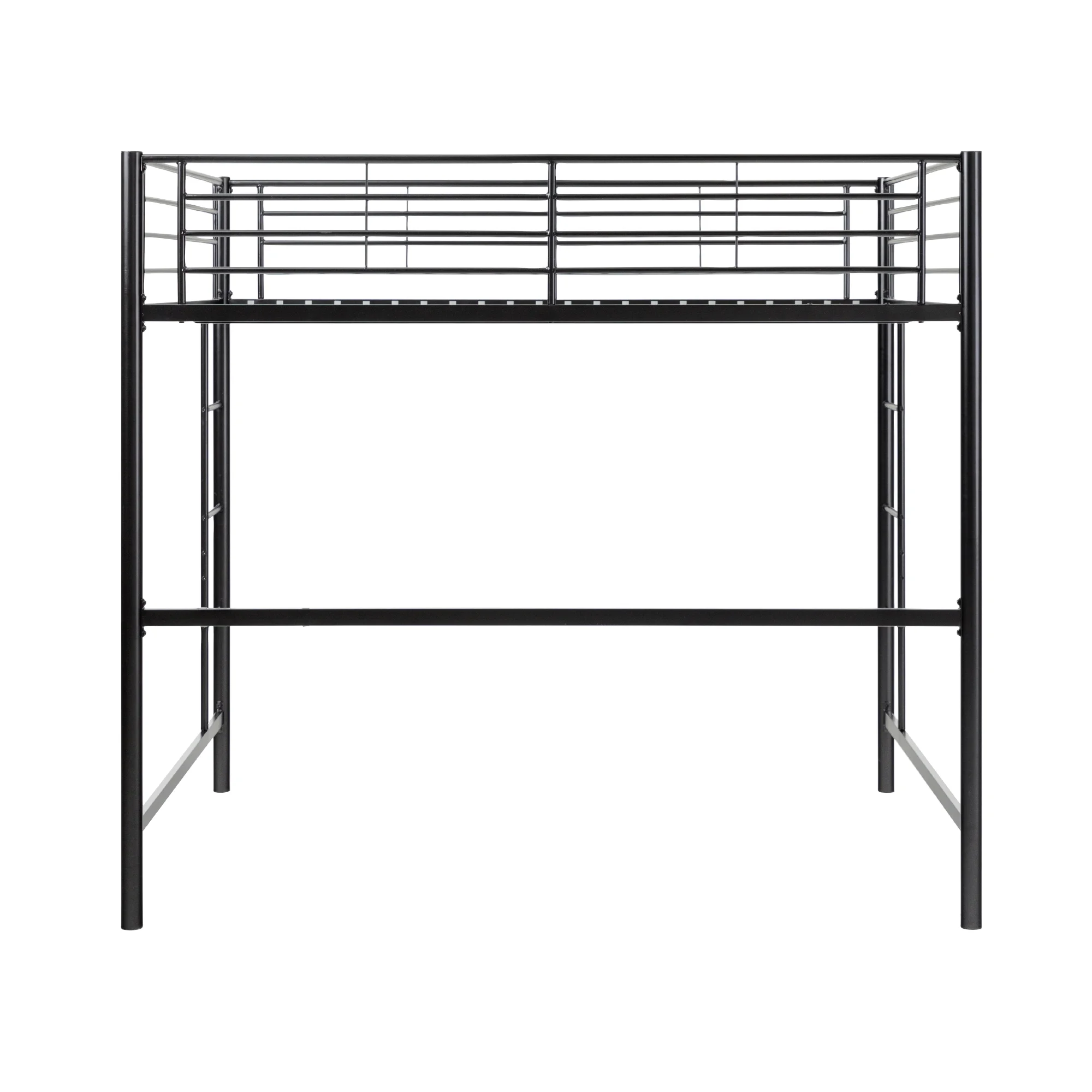 Walker Edison Premium Traditional Twin Metal Loft Bed, Black