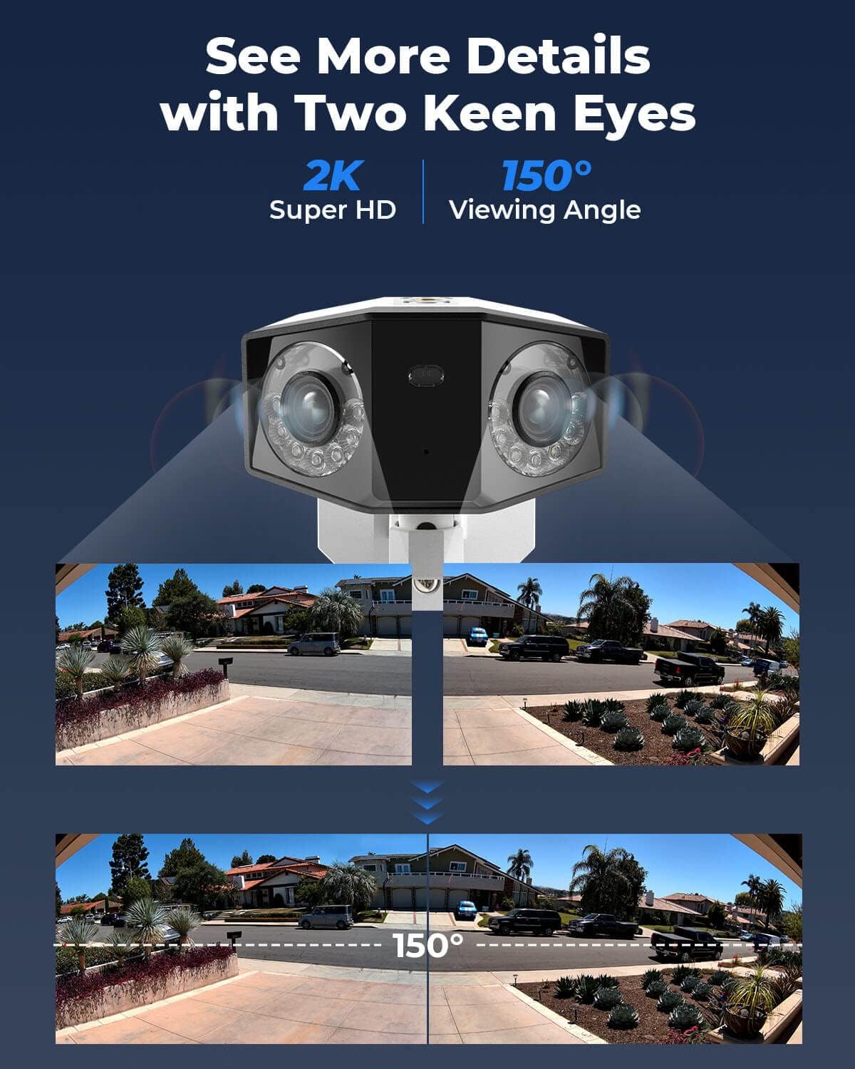REOLINK Duo PoE, 4MP Dual Lens Outdoor Home Security IP PoE Camera, 150°Viewing Angle, Human/Vehicle Detection, Motion Spotlights Color Night Vision