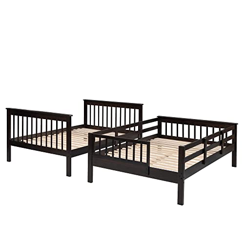 Ball & Cast Full Over Full Bunk Bed with Twin Size Trundle and Built in 4 Drawer,Wood Bunkbed w/Storage Ladder & Slat Support