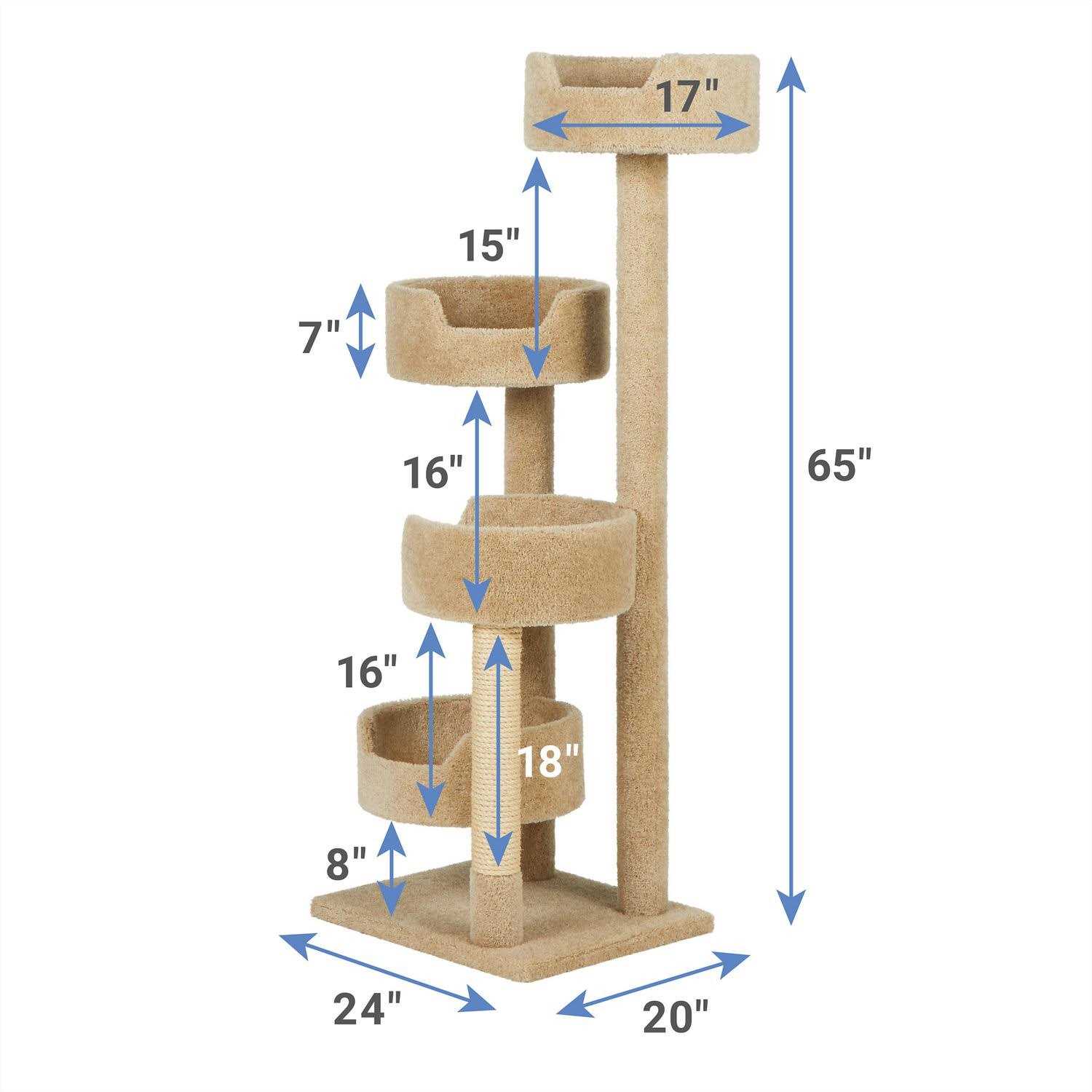 Frisco 65-in Real Carpet Wooden Cat Tree - Pet Supplies online store