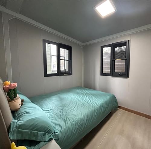 Portable Prefabricated Tiny House 20X20ft, Mobile Expandable House, Outdoor Storage, Modern Study Steel Storage House with Restroom, Kitchen, Cabinet