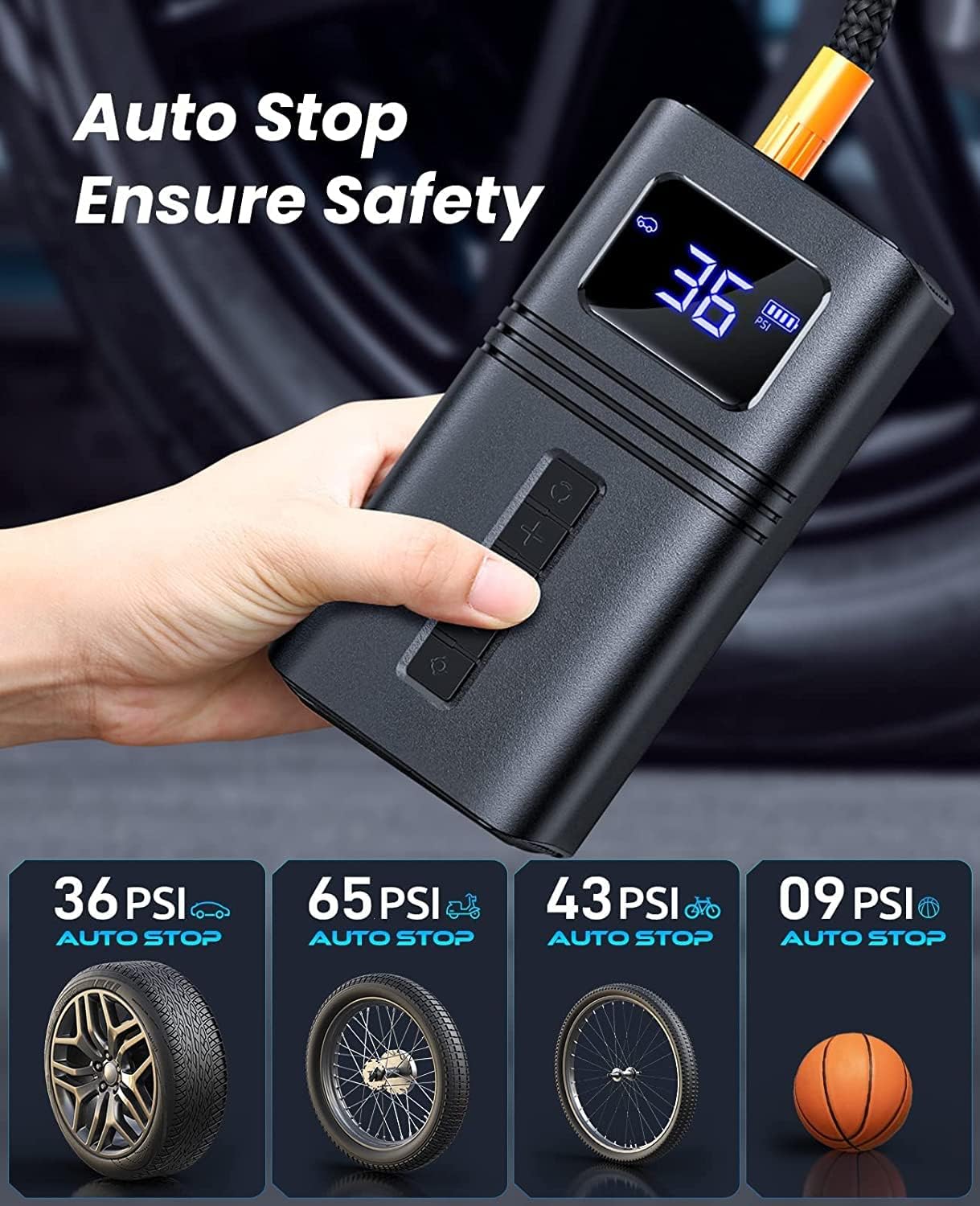 RYSEAB Tire Inflator Portable Air Compressor for Car Tire