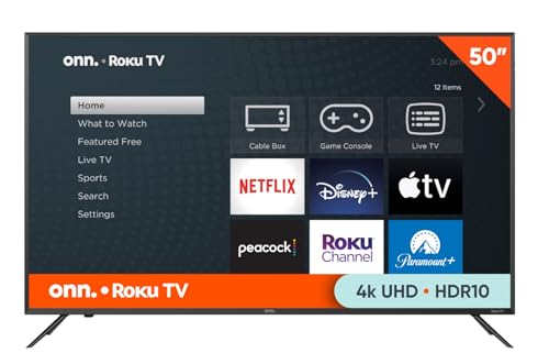 ONN 50-Inch Class 4K Ultra HD LED Smart TV HDR (2160p) Resolution, 60 Hz Refresh Rate, DLED Display, Wireless Streaming, 100012585 (Renewed)