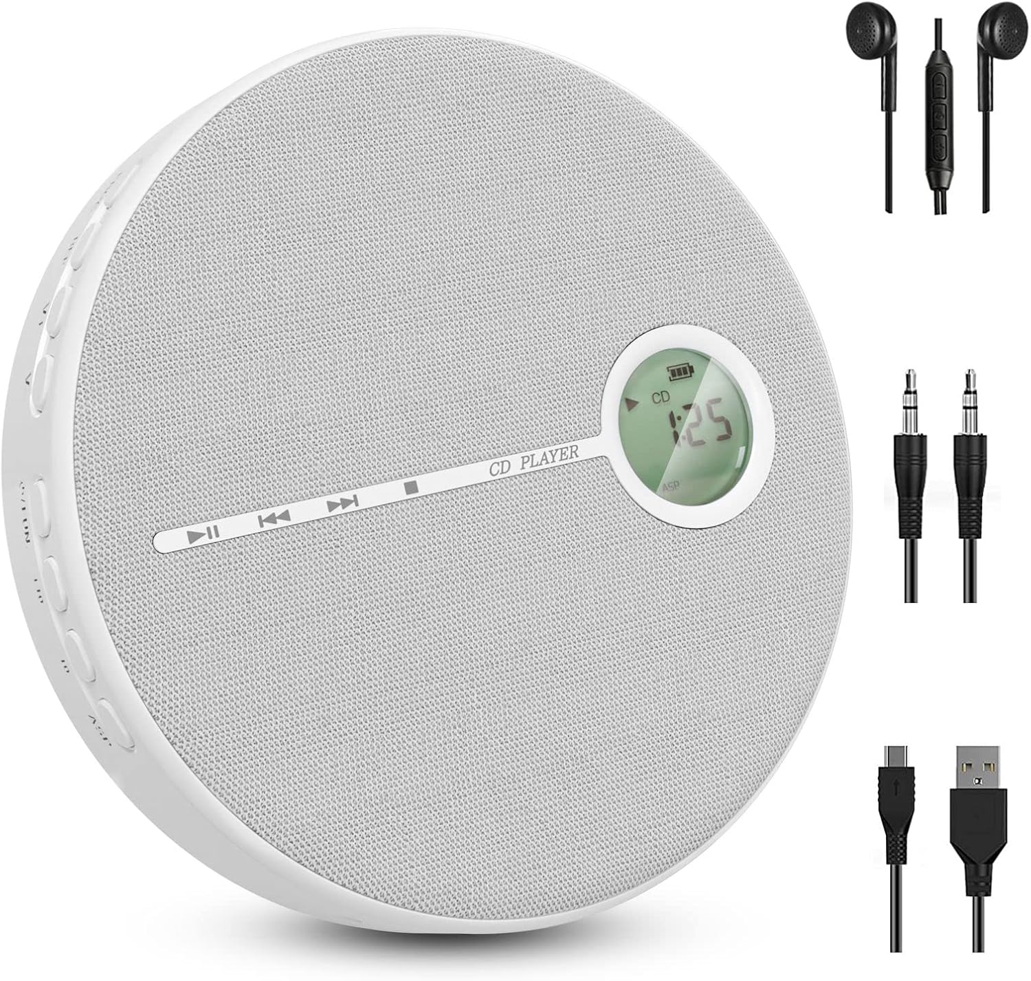 Newest CD Player Portable, WOKALON Rechargeable CD Player with Bluetooth, Anti-Skip CD Player with Speakers for Car