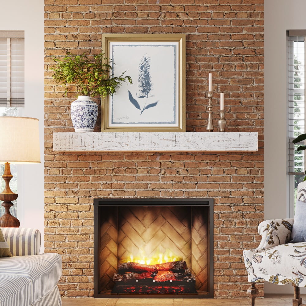 Country Living Hatteras 48" Floating Wood Fireplace Mantel Shelf - Whitewash