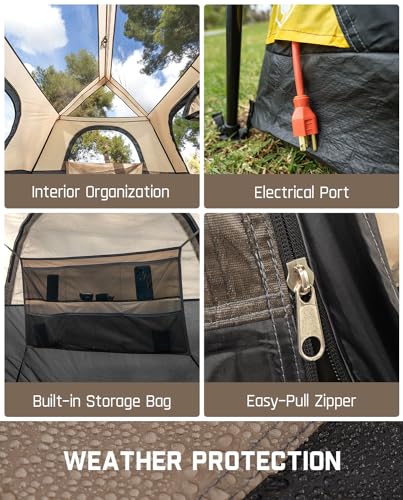 FanttikOutdoor Instant Cabin Tent 6/8/10/12 Person Camping Tent Setup in 60 Seconds with Rainfly & Windproof Portable with Carry Bag for Family