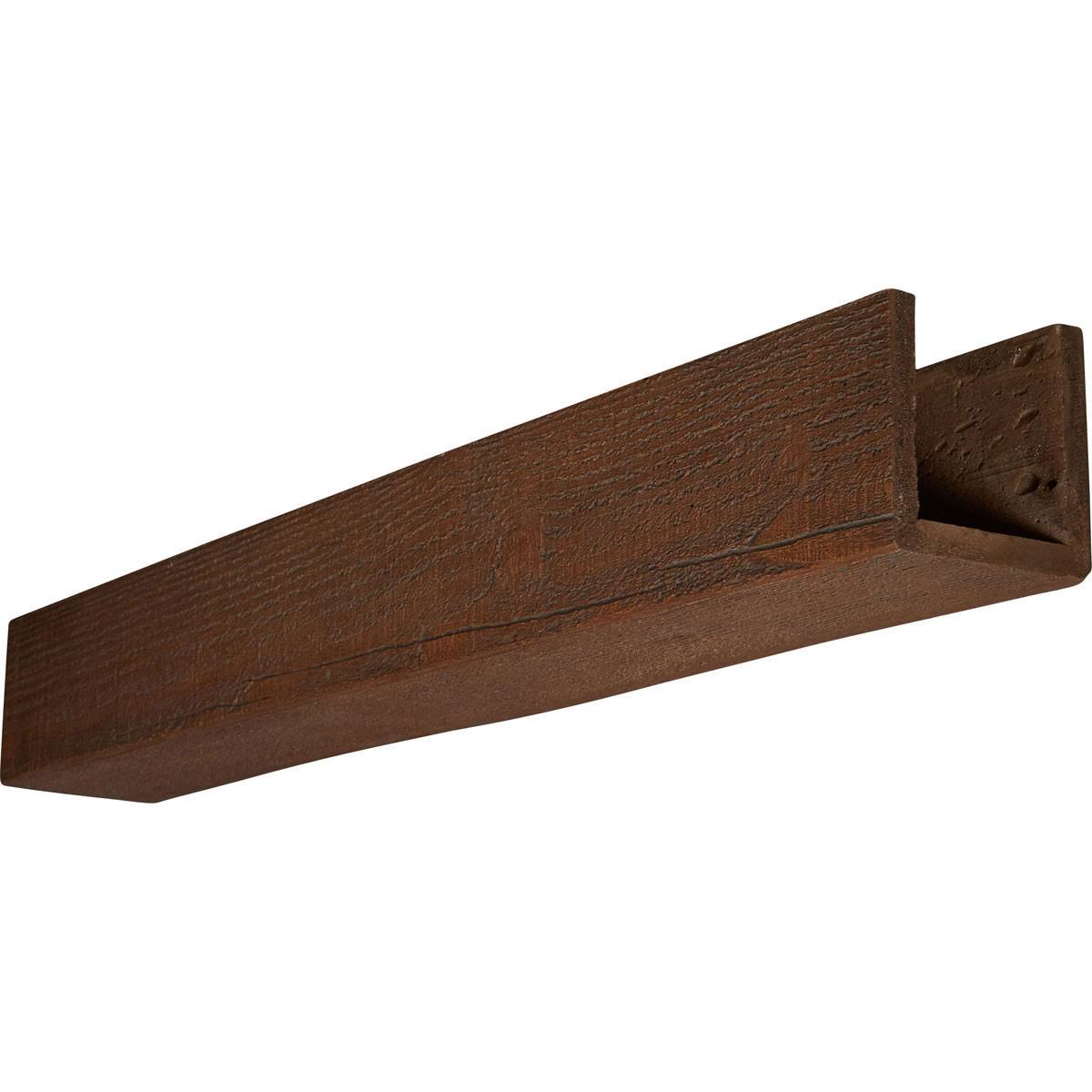 Ekena Millwork BMRS3C0080X060X192PE 8x22W x 6x22H x 16&L 3-Sided (U-beam) Rough Sawn Endurathane Faux Wood Ceiling Beam, Natural
