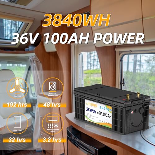 FLLYROWER 12V Lithium Battery 100AH With BMS and 16500 Deep Cycles 12V 100AH Lifepo4 Battery Grade A Cells for Marine Trolling Motor RV camping Solar