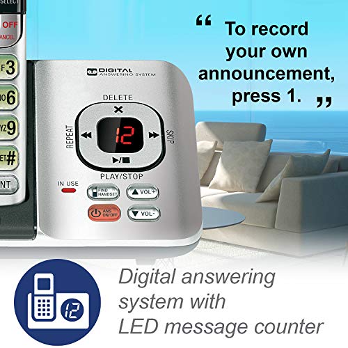 VTech CS6529-4B 4-Handset DECT 6.0 Cordless Phone with Answering System and Caller ID, Expandable up to 5 Handsets, Wall-Mountable