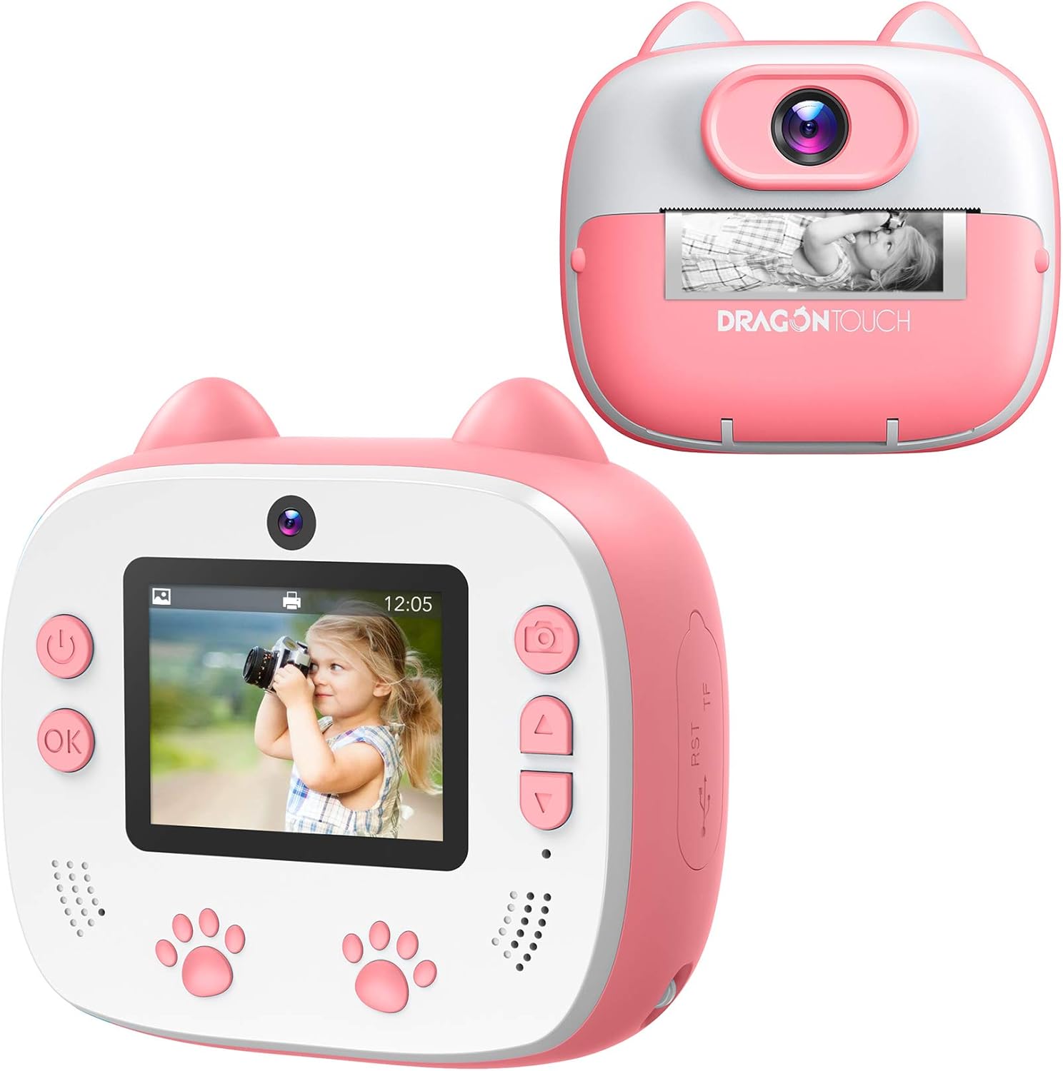 Dragon Touch Instant Print Kids Camera, InstantFun2 Digital Camera with Dual Camera Lens, Print Paper, Cartoon Sticker