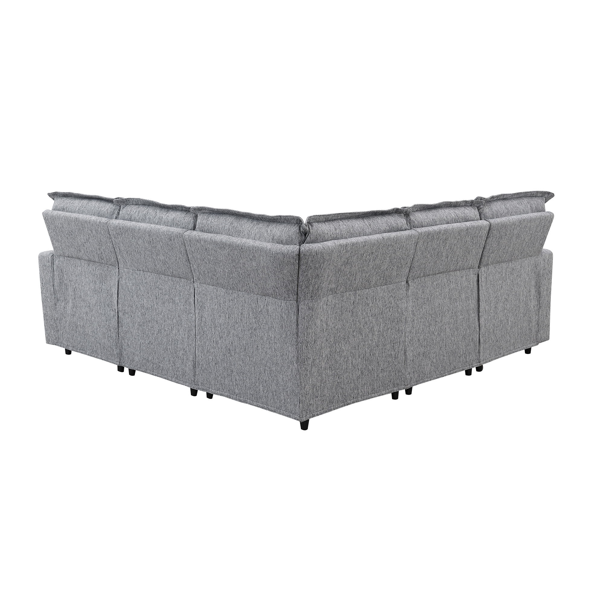 Euroco Power Recliner Sofa Set 5 Seat Sectional Sofa for Living Room with USB Port, Gray