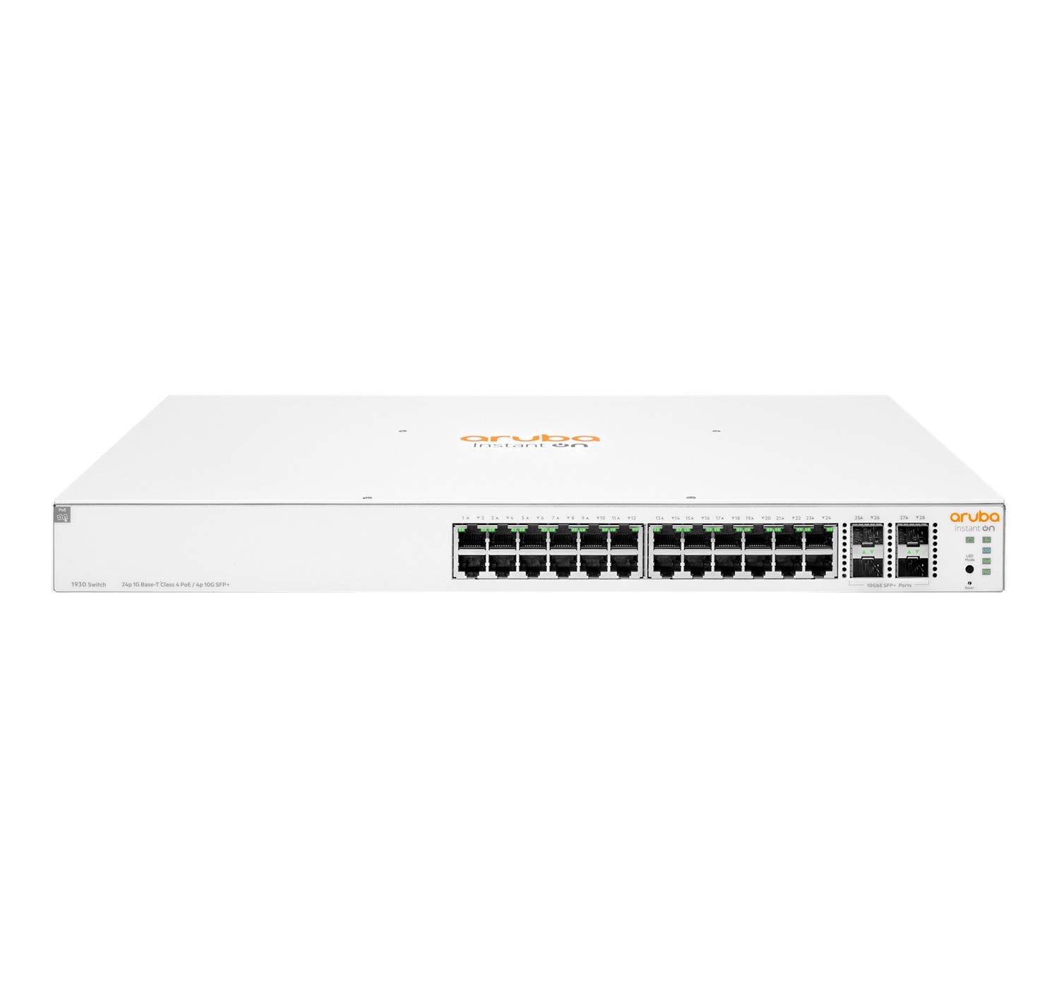 Aruba HPE Aruba Instant On 1930 24G Class4 PoE 4SFP/SFP+ 370W Managed L3 Switch - 24 PoE Ethernet Ports u0026 4 1/10 Gigabit SFP