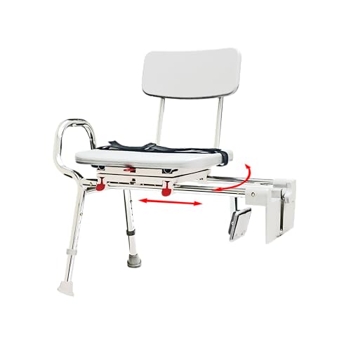 Eagle Health Supplies Tub-Mount Swivel Sliding Shower Transfer Bench, 360 degree swivel, Grab Bar, Rust-Resistance, No Tool Assembly