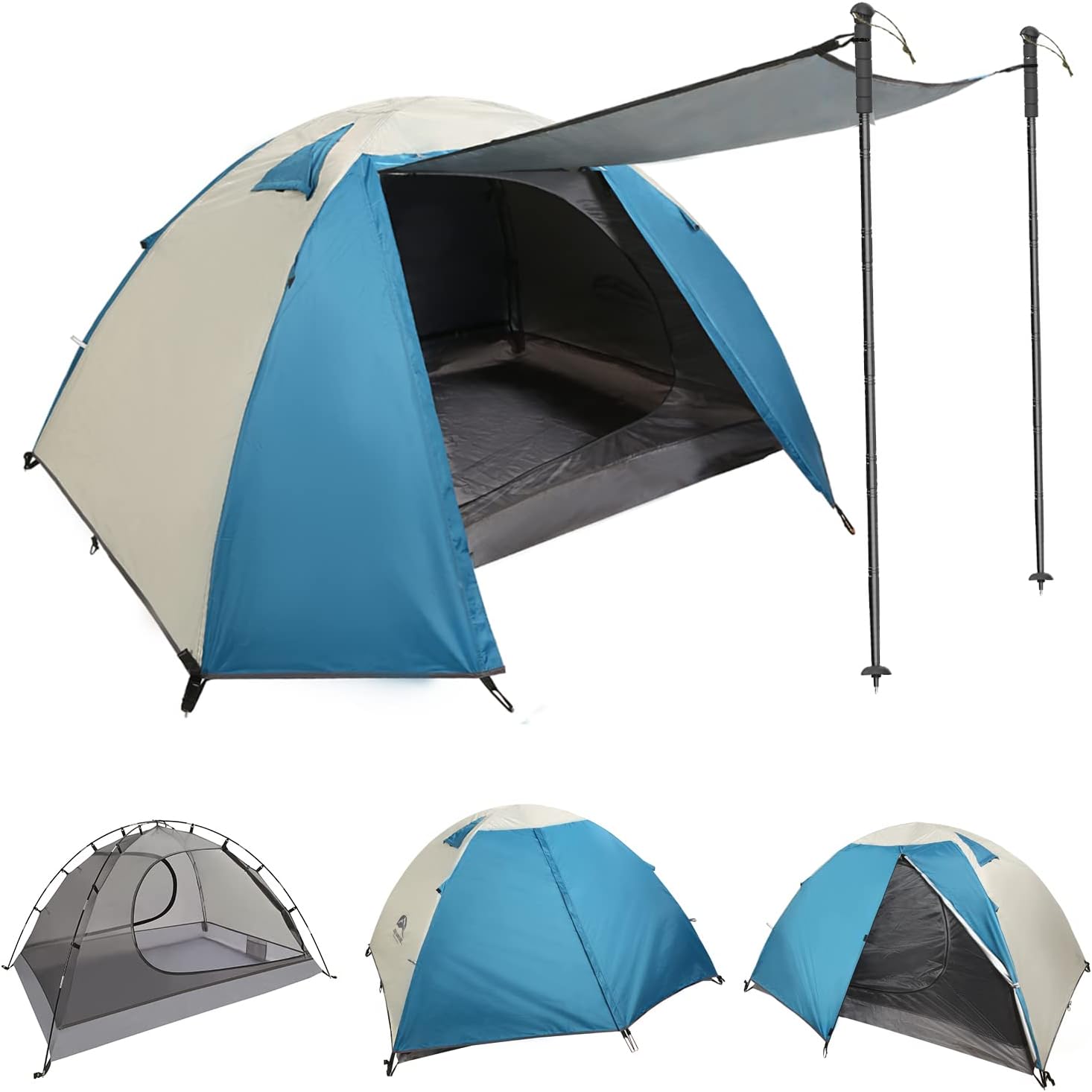 Lightweight Backpacking Tent,2 Person Ultralight Waterproof Double Layer Camping Tent Two Door Dome Camping Tent Easy Setup Tent for Family, Outdoor