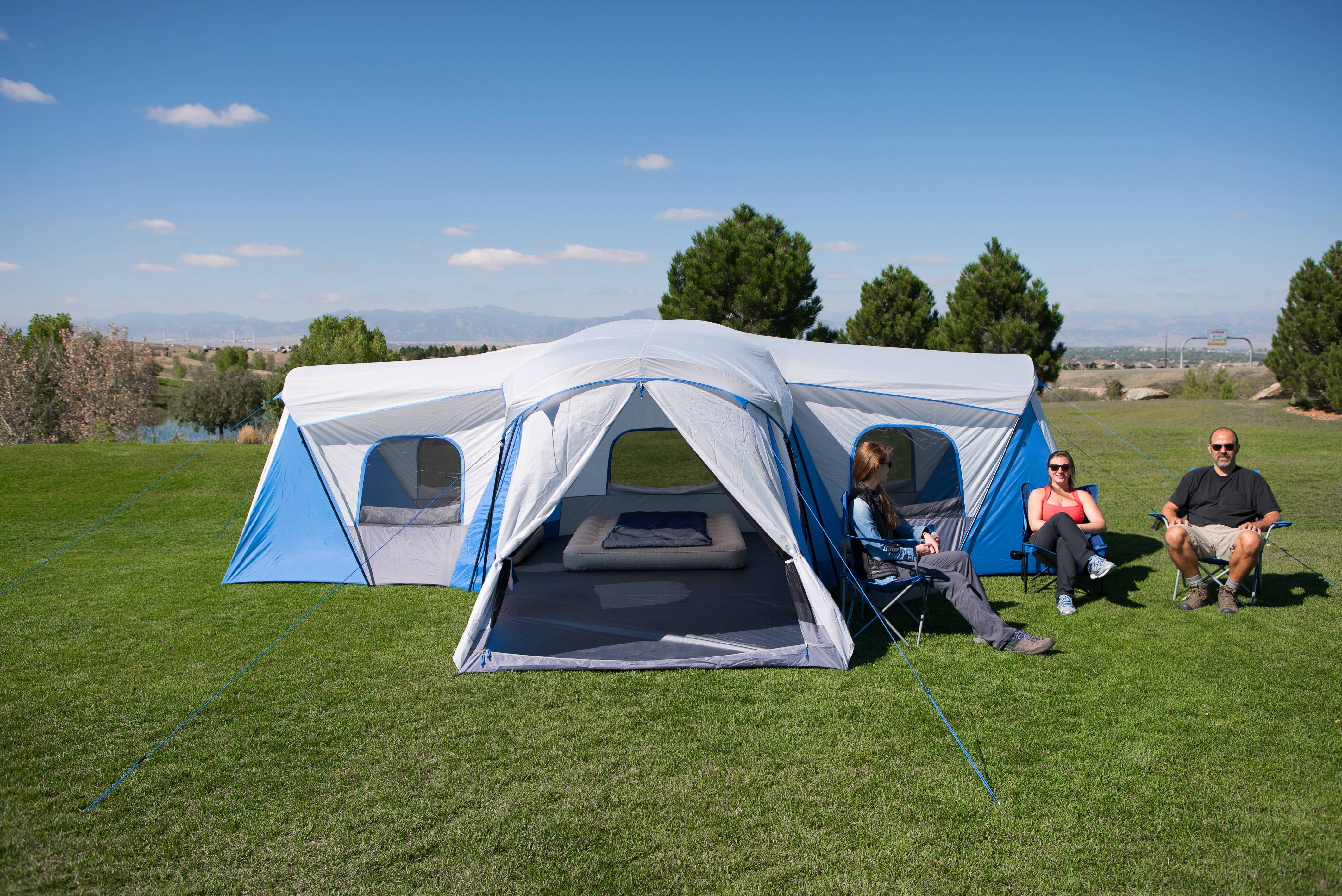 Ozark Trail 16-Person 3-Room Family Cabin Tent, with 3 Entrances