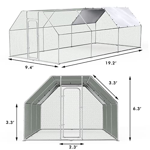 BOSSIN Metal Chicken Coop with Waterproof Cover, Poultry Cage Spire Shaped Coop, Walk-in and Heavy Duty Design